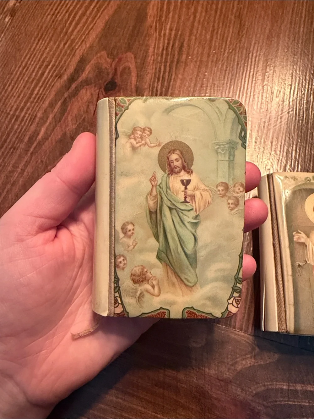 Antique Religious Prayer Book Pair- Vintage Jesus Illustrations
